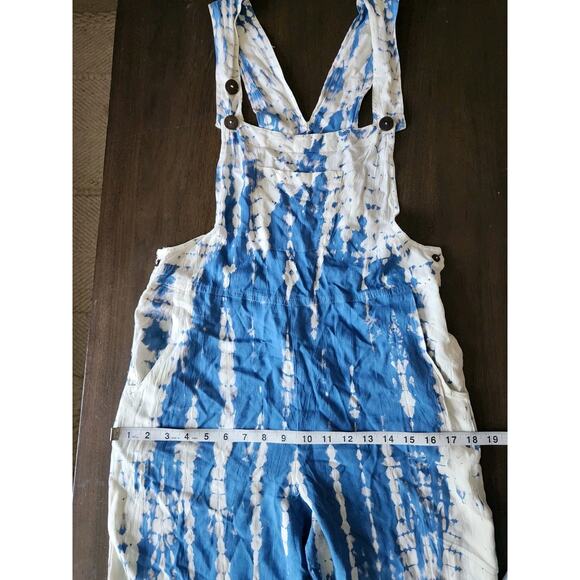 Sacred Threads Hippie Boho Festival Blue tie dye cropped Jumpsuit OS - Picture 8 of 10